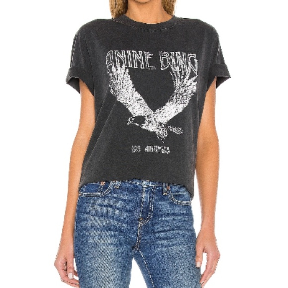 Anine Bing Washed Black Lili Tee